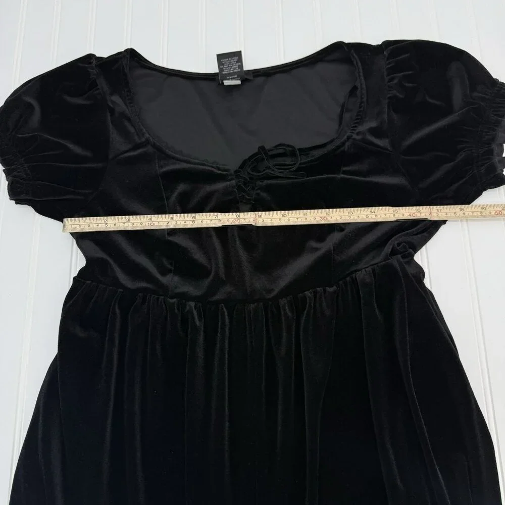 Cosmic Aura Black Velvet Lace Trim Romper XL Whimsigoth Goth Emo - Picture 4 of 6